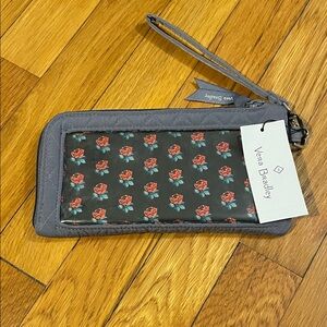 NWT Vera Bradley Gray and Red Floral RFID Tech Wristlet